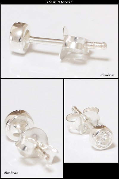 画像2: 【ジルコニア ピアス】ジルコニア　本物シルバー925/　ピアス 　 片方 パワーストーン/ピアス片耳・片方販売ピアス メンズ レディース 3.5ｍｍ　≪小≫ (2)