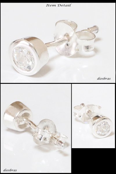画像2: 【ジルコニア ピアス】ジルコニア 本物シルバー925/ ピアス 丸 片方 パワーストーン/ピアス片耳・片方販売ピアス メンズ レディース 5mm ≪中≫ (2)
