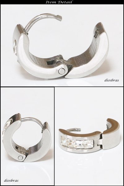 画像2: ステンレス フープピアス  ジルコニア　シルバー 金属アレルギー対応 メタル素材 シンプル 小さめ フープ ループ リング 輪っか ピアス アクセサリー レディース 中折れ式 (2)