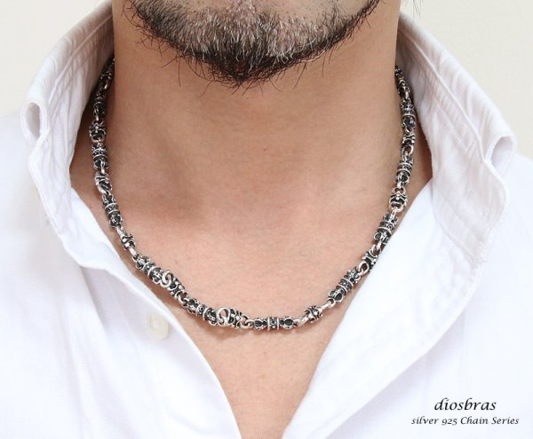 画像4: ネックレス/チェーン/ネックレスチェーン/メンズ/レディース/シルバーネックレス/シルバー925 スカル 骸骨 クロス 十字架 王冠デザイン クラウン ユリ 百合の紋章 ネックレスチェーン/6cmアジャスター付/シルバー925 【送料無料】 (4)