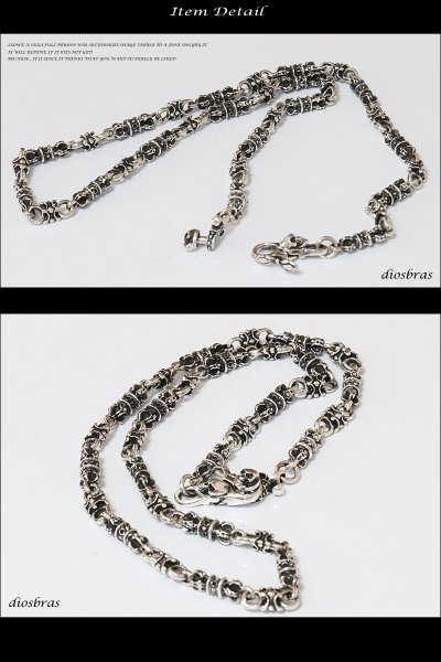 画像3: ネックレス/チェーン/ネックレスチェーン/メンズ/レディース/シルバーネックレス/シルバー925 スカル 骸骨 クロス 十字架 王冠デザイン クラウン ユリ 百合の紋章 ネックレスチェーン/6cmアジャスター付/シルバー925 【送料無料】 (3)