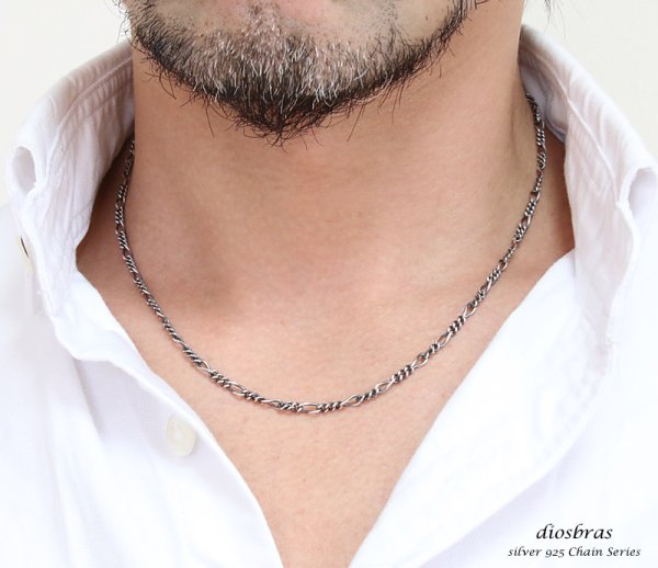 画像3: 【シルバーチェーン】シルバーフィガロチェーン 幅3mm 45cm 50cm 60cm ネックレス チェーン シルバー925 SILVER Necklace chain 銀 鎖 首飾り フィガロ【メール便OK】【ギフトOK】 シルバー925チェーン シルバーネックレスチェーン (3)