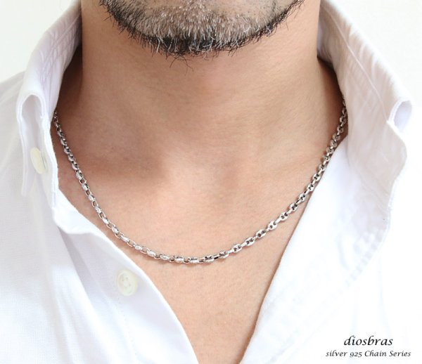 画像3: 【シルバーチェーン】シルバー マリーナ ロロマリーナチェーン マリンチェーン 幅3.8mm 45cm ネックレス チェーン シルバー925 SILVER Necklace chain 銀 鎖 首飾り【ギフト】 シルバー925チェーン シルバーネックレスチェーン 長アズキ 小豆≪オキシダイ燻仕上げ≫ (3)