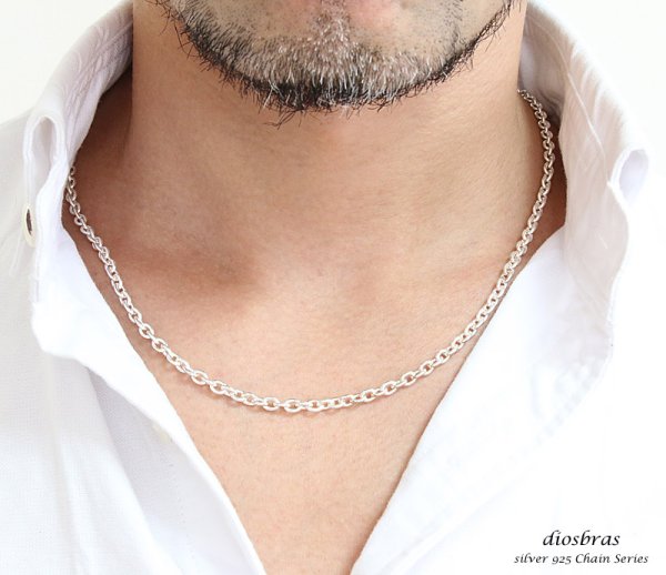 画像3: 【シルバーチェーン】シルバー  アズキチェーン　カット　小豆チェーン アンカーチェーン 幅4mm 45cm　50ｃｍ ネックレス チェーン シルバー925 SILVER Necklace chain 銀 鎖 首飾り【ギフト】 シルバー925チェーン シルバーネックレスチェーン　　丸　あずきチェーン (3)