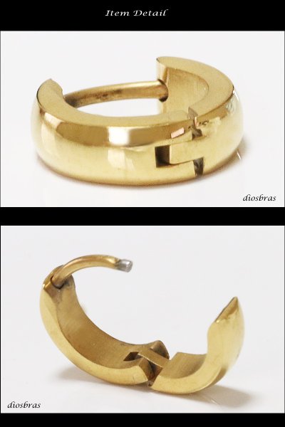 画像2: ステンレス フープピアス シルバー 金属アレルギー対応 メタル素材 ゴールド 金 シンプル 小さめ フープ ループ リング 輪っか ピアス アクセサリー レディース 中折れ式 (2)