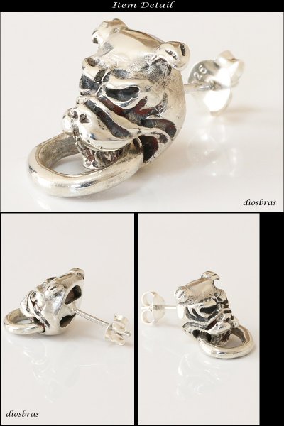 画像2: ブルドック Bulldog  シルバー925 ピアス メンズ レディース 激安ピアス イヤリング アクセサリー 本物シルバー925◇片方ピアス メンズ レディース (2)