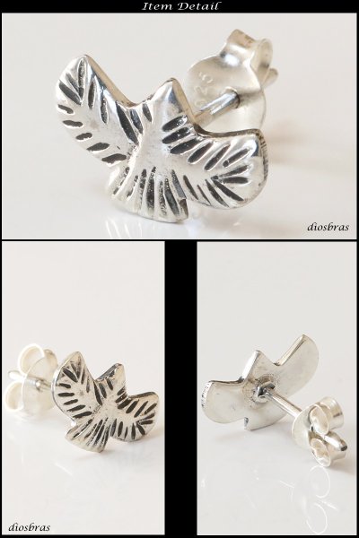 画像2: 【メンズピアス】【シルバーアクセサリー】【シルバーピアス】●バラ売り(片耳のみ)■シャープでキレイめハードな横顔に!フェザー イーグル (2)