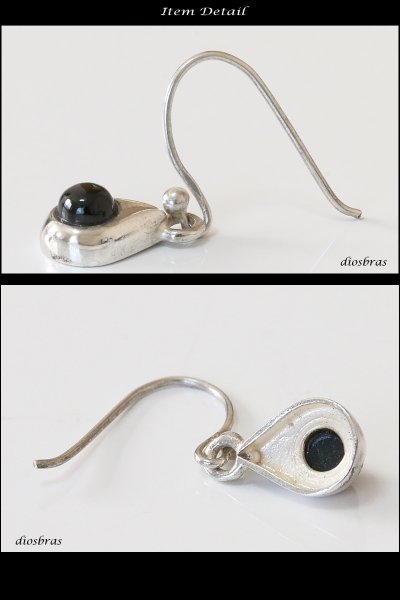 画像2: 【ブラックスター ピアス】ダイオプサイト ドロップ型　しずく　雫　本物シルバー925/　ピアス 片方 パワーストーン/ピアス片耳・片方販売ピアス メンズ レディース (2)