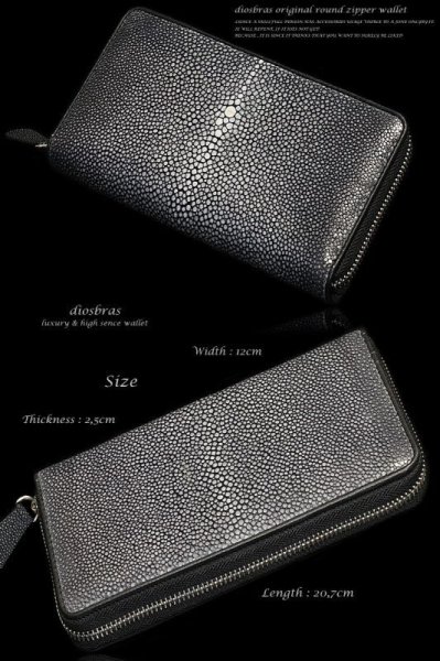 画像6: diosbras-ディオブラス-】本革 カットスティングレイ エイ革 スティングレー ウォレット ≪大≫ ファスナー ラウンド ジッパーZIPPER 大容量 財布 レザーウォレット ロングウォレット ウォレット バイカー  シンプル 長財布 本牛革 wallet【CE】 ガルーシャ (6)