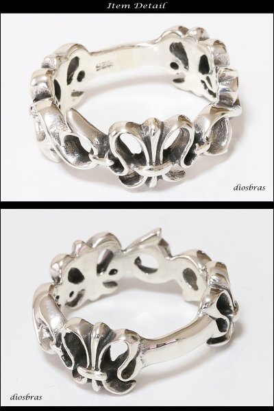 画像2: 【シルバーリング】【ユリ紋章リング】【シルバーアクセサリー】ユリ　リリー　百合　スカル ボーンハンド ドクロ スカルリング シルバーアクセサリー メンズ シルバーリング 指輪 シルバー925 メンズアクセサリー 大きいサイズ 送料無料 (2)