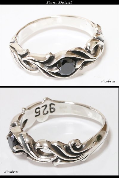画像2: シルバー925 シルバーリング ブラックジルコニア メンズ アラベスク 唐草 ブラックスター パワーストーン オニキス 天然石 ダイオプサイト スターリングシルバー 指輪 ring silver925 銀 シルバーアクセサリー 男性 女性 レディース (2)