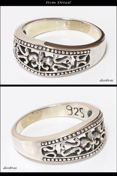 画像2: 【シルバーリング】【ユリ紋章リング】【シルバーアクセサリー】ユリ リリー 百合 スカル ボーンハンド ドクロ スカルリング シルバーアクセサリー メンズ シルバーリング 指輪 シルバー925 メンズアクセサリー 大きいサイズ 送料無料 (2)