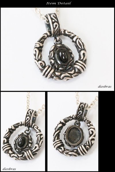 画像2: 【シルバー アクセサリー】2連リング アラベスク■シルバー925/ブラックスター ダイオプサイト ペンダント トップ シルバー 925/ネックレス/ ネックレス メンズ レディース (2)