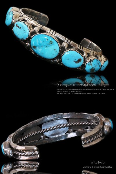 画像2: ターコイズ バングル ハンドメイド品 ナバホスタイルシルバー925 シルバーバングル フェザー イーグル シルバー バングル ブレスレット 1点物 (2)