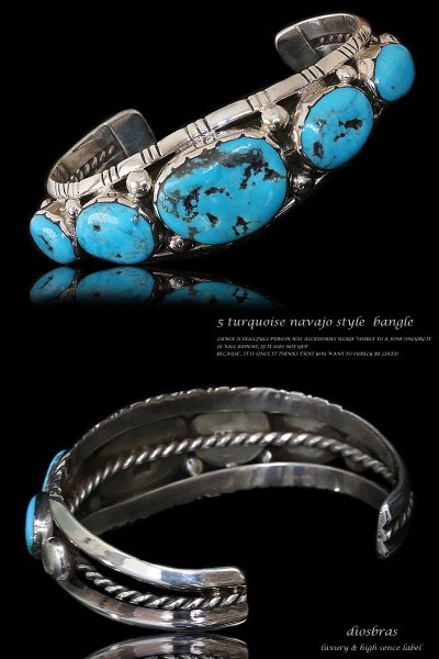 画像2: ターコイズ バングル ハンドメイド品 ナバホスタイルシルバー925 シルバーバングル フェザー イーグル シルバー バングル ブレスレット 1点物 (2)