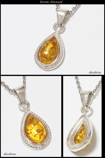 画像2: アンバー　琥珀 ペンダントしずく型　ドロップ【ペンダント トップ】存在感のある琥珀ペンダント　ナバホ　パワーストーン インディアンジュエリー　/シルバー925/フェザーネックレス ネックレス メンズ レディース (2)