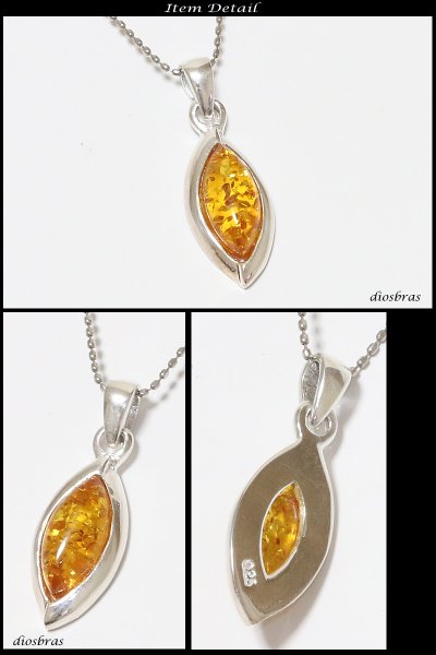 画像2: アンバー 琥珀 ペンダントしずく型 ドロップ【ペンダント トップ】存在感のある琥珀ペンダント ナバホ パワーストーン インディアンジュエリー /シルバー925/フェザーネックレス ネックレス メンズ レディース (2)