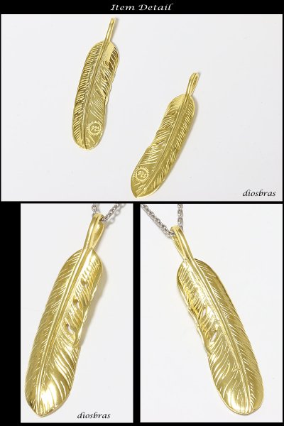 画像2: シルバー925素材【フェザー トップ】フェザーネックレス ハンドメイドネックレス/インディアンジュエリー・ネイティブ/シルバー925ペンダント/フェザー イーグル  パーツ ネックレス メンズ レディース 18金 18K コーティング (2)