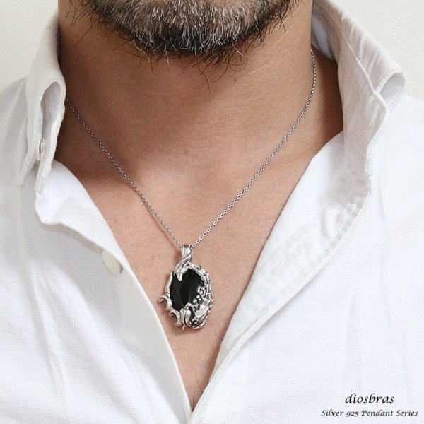 画像3: 【蠍 アクセサリー】リアルBIGスコーピオン■シルバー925/ オニキス ペンダント トップ シルバー 925/ネックレス/ ネックレス メンズ レディース (3)