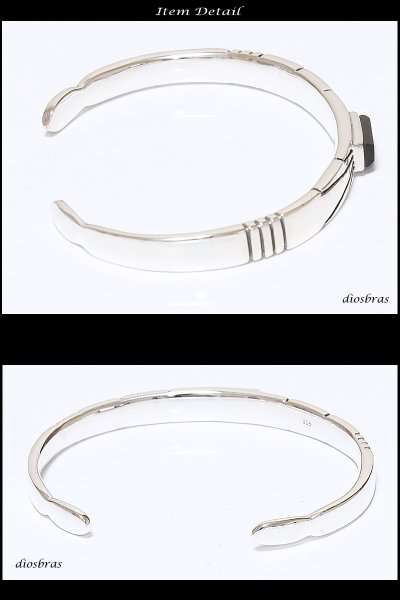 画像2: 【シルバーバングル】【シルバーアクセサリー】オニキス ナバホ ネイティブ シルバーアクセサリー メンズ シルバーバングル ブレスレット シルバー925 メンズアクセサリー ターコイズ プレゼントに人気 送料無料【diosbras-ディオブラス-】 (2)