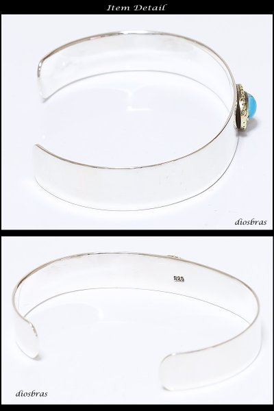 画像2: 【シルバーバングル】【シルバーアクセサリー】ターコイズ ロープ　金縄　シルバーアクセサリー メンズ シルバーバングル ブレスレット シルバー925 メンズアクセサリー プレゼントに人気 送料無料【diosbras-ディオブラス-】 (2)