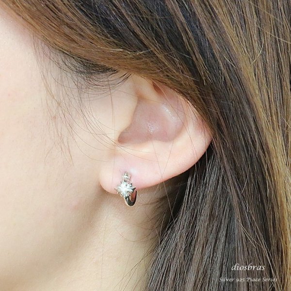 画像3: フープピアス クロス ゴシック ジルコニア リング ピアスリリー リング シルバー925 ピアス メンズ レディース 激安ピアス イヤリング アクセサリー【フープ】本物シルバー925◇片方ピアス メンズ レディース≪大≫ (3)