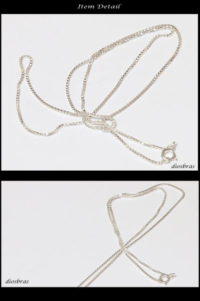 画像2: 【シルバーチェーン】ベネチアチェーン シルバー  ボックス チェーン アズキチェーン カット 小豆チェーン アンカーチェーン 幅1mm 40cm ネックレス シルバー925 SILVER chain 銀 鎖 首飾り【ギフト】 シルバー925チェーン シルバーネックレスチェーン あずきチェーン (2)