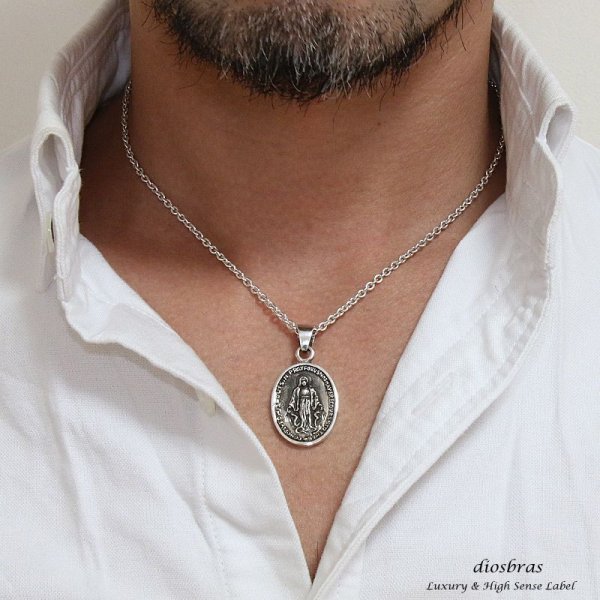 画像3: マリアプレート ネックレス【メイン】マリアペンダントトップ銀シルバー925 マリア様 【マリア ネックレス】(SILVER925 maria )マリアネックレス送料無料マリア ネックレス メダイ (3)