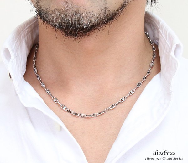 画像3: 【シルバーチェーン】シルバー マリーナ ロロマリーナチェーン マリンチェーン 幅3.8mm 60cm ネックレス チェーン シルバー925 SILVER Necklace chain 銀 鎖 首飾り【ギフト】 シルバー925チェーン シルバーネックレスチェーン ハンドメイド≪オキシダイ燻仕上げ≫ (3)
