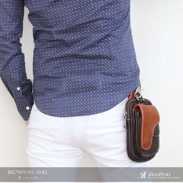 画像5: ウエストポーチ ウエストバッグ ヒップバッグ 本革 ベルトポーチ メンズ アイコスケース付き IQOS ヒップバック ハンドメイド レザー|ウォレットホルダー 牛革 誕生日 ウェストポーチ バッグ ベルト通しウエストバッグ ウエストポーチ ポーチ 彼氏のプレゼントにおススメ (5)