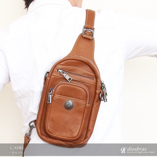 画像6: ボディバッグ 本革 ワンショルダーバッグ 革 メンズ ハンドメイド レザー | ボディーバッグ レザーバッグ ショルダーバッグ 牛革 ショルダーバック ショルダー ギフト　誕生日プレゼント バッグ ボディバック 大容量 ペットボトル ワンショルダー コンチョ (6)