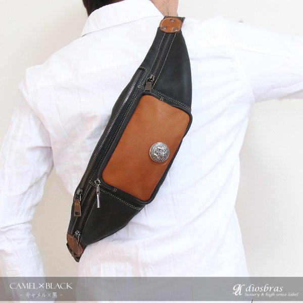 画像6: ボディバッグ 本革 ワンショルダーバッグ 革 メンズ ハンドメイド レザー | ボディーバッグ レザーバッグ ショルダーバッグ 牛革 ショルダーバック ショルダー ギフト 誕生日プレゼント バッグ ボディバック 大容量 ペットボトル ワンショルダー コンチョ (6)