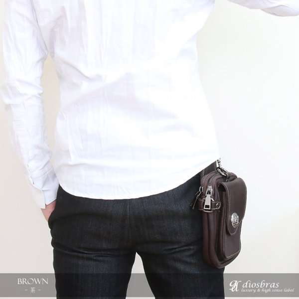 画像6: ウエストポーチ ウエストバッグ ヒップバッグ 本革 ベルトポーチ メンズ アイコスケース付き IQOS ヒップバック ハンドメイド レザー|ウォレットホルダー 牛革 誕生日 ウェストポーチ バッグ ベルト通しウエストバッグ ウエストポーチ ポーチ 彼氏のプレゼントにおススメ (6)