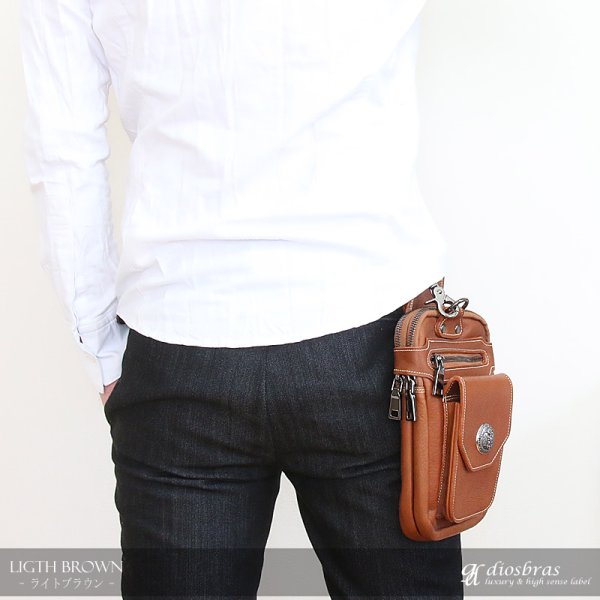 画像4: ウエストポーチ ウエストバッグ ヒップバッグ 本革 ベルトポーチ メンズ アイコスケース付き IQOS ヒップバック ハンドメイド レザー|ウォレットホルダー 牛革 誕生日 ウェストポーチ バッグ ベルト通しウエストバッグ ウエストポーチ ポーチ 彼氏のプレゼントにおススメ (4)