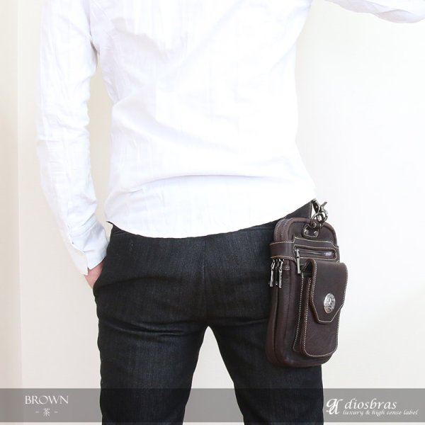 画像6: ウエストポーチ ウエストバッグ ヒップバッグ 本革 ベルトポーチ メンズ アイコスケース付き IQOS ヒップバック ハンドメイド レザー|ウォレットホルダー 牛革 誕生日 ウェストポーチ バッグ ベルト通しウエストバッグ ウエストポーチ ポーチ 彼氏のプレゼントにおススメ (6)