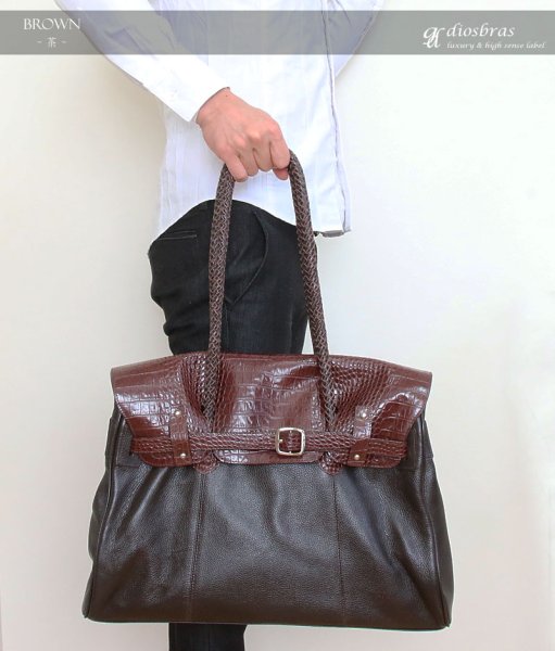 画像4: 【OUTLET SALE】ボストンバック ショルダーバック ビジネスバック ケリーバック クロコダイル 牛型押し ベリー 牛革 被せボストン タウンバック 張 通勤 通学 おしゃれ ギフトやプレゼントなどに最適! ユニセックス メンズ レディース (4)