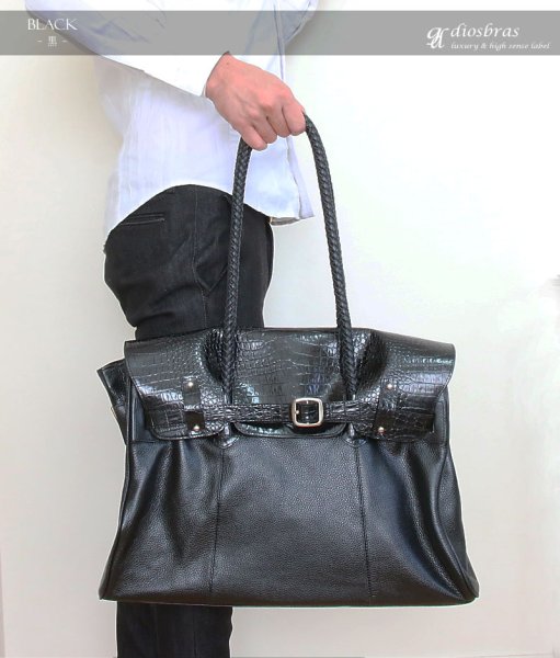 画像2: 【OUTLET SALE】ボストンバック ショルダーバック ビジネスバック ケリーバック クロコダイル 牛型押し ベリー 牛革 被せボストン タウンバック 張 通勤 通学 おしゃれ ギフトやプレゼントなどに最適! ユニセックス メンズ レディース (2)