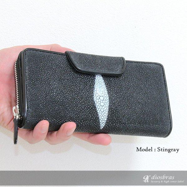 画像5: 財布 ラウンドファスナー メンズ レディース 本革 スティングレー エイ革 大容量 ラウンドファスナー ウォレット ガルーシャ ラウンド ジッパー ZIPPER 財布 ヌメ革 レザーウォレット ロングウォレット バイカー 長財布 牛革 紳士 婦人 サイフ スティングレイ (5)