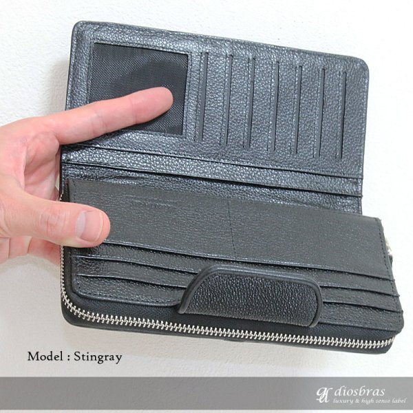 画像6: 財布 ラウンドファスナー メンズ レディース 本革 スティングレー エイ革 大容量 ラウンドファスナー ウォレット ガルーシャ ラウンド ジッパー ZIPPER 財布 ヌメ革 レザーウォレット ロングウォレット バイカー 長財布 牛革 紳士 婦人 サイフ スティングレイ (6)