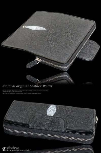 画像3: 財布 ラウンドファスナー メンズ レディース 本革 スティングレー エイ革 大容量 ラウンドファスナー ウォレット ガルーシャ ラウンド ジッパー ZIPPER 財布 ヌメ革 レザーウォレット ロングウォレット バイカー 長財布 牛革 紳士 婦人 サイフ スティングレイ (3)