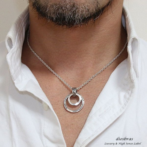 画像3: 【2連　リング ペンダント トップ】リング アラベスク ペンダント≪トップのみ≫ シルバーネックレス トップ メンズ [シルバーペンダント] クリスマス プレゼント (3)