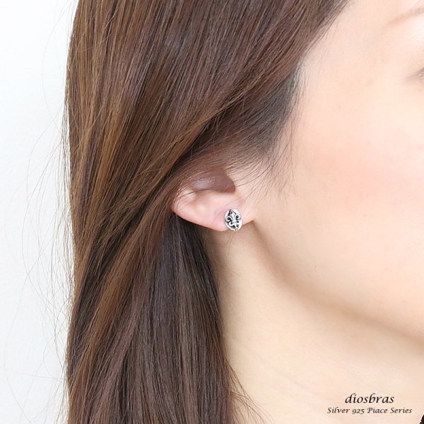 画像3: 【メンズピアス】【シルバーアクセサリー】オニキス【シルバーピアス】ユリ リリー ●バラ売り(片耳のみ)【 メンズ|アクセサリー|ピアス||フレア・リリー・百合 ゴシック 】 (3)