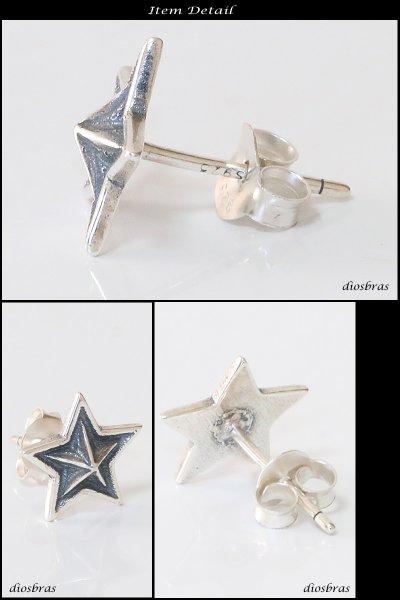 画像2: ピアス 星 ラッキー スター シルバーアクセサリー シルバーピアス 本物シルバー925/ ピアス 丸 片方 /ピアス片耳・片方販売ピアス メンズ レディース (2)