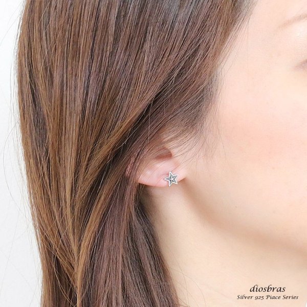 画像3: ピアス 星 ラッキー スター シルバーアクセサリー　シルバーピアス　本物シルバー925/　ピアス 丸 片方 /ピアス片耳・片方販売ピアス メンズ レディース (3)