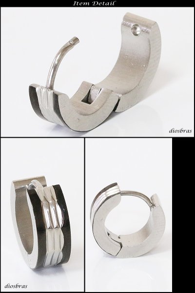 画像2: ステンレス フープピアス シルバー 金属アレルギー対応 メタル素材 シンプル 小さめ フープ ループ リング 輪っか ピアス アクセサリー レディース メンズ 中折れ式 (2)