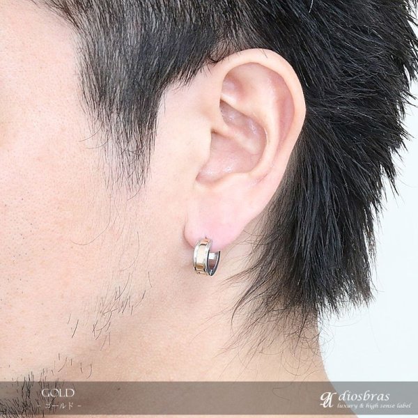 画像4: ステンレス フープピアス ローマ数字 アトラス シルバー 金属アレルギー対応 メタル素材 シンプル 小さめ フープ ループ リング 輪っか ピアス アクセサリー メンズ レディース 中折れ式 (4)