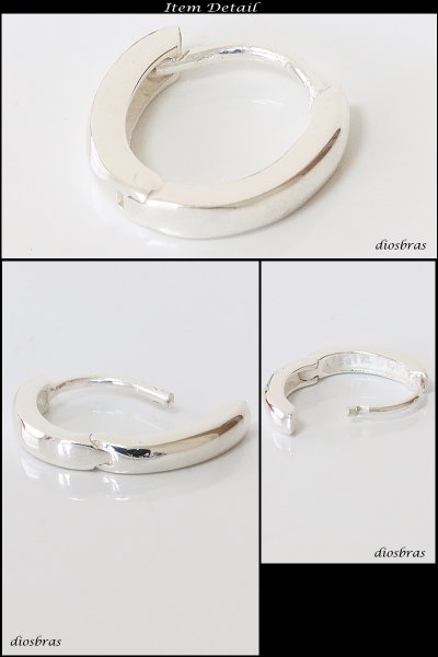 画像2: フープピアス  リング シルバー925 ピアス メンズ レディース 激安ピアス イヤリング アクセサリー【フープ】本物シルバー925◇片方ピアス メンズ レディース 鏡面 ミラーカット 馬蹄 楕円 ホースシュー (2)