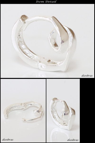 画像2: フープピアス  リング シルバー925 ピアス メンズ レディース 激安ピアス イヤリング アクセサリー【フープ】本物シルバー925◇片方ピアス メンズ レディース 鏡面 ミラーカット ねじりデザイン ダブルフープ (2)