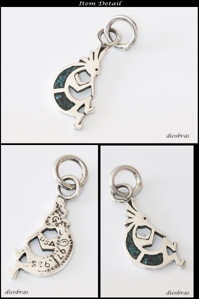 画像2: 【ペンダント トップ】存在感のある神聖なココペリ 天然ターコイズ/ネイティブアメリカン インディアンジュエリー/シルバー925/フェザーネックレス ネックレス 雫 しずく メンズ レディース≪メール便送料無料!!≫ (2)