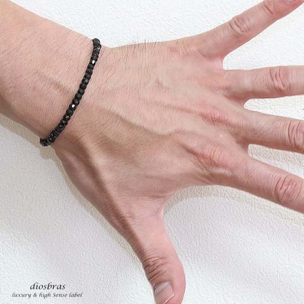 画像5: ブラックスピネル ブレスレット 4mm 馬蹄 ホースシュー フェザー ブレスレット ブレス メンズ ネイティブ /羽/オニキス シルバー925 チェーン メディスンホイール フェザー 3.5mm〜4.5mm 【diosbras-ディオブラス】 (5)